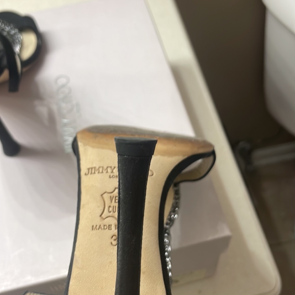 Jimmy Choo Metallic Suede Black heels - Picture 7 of 10